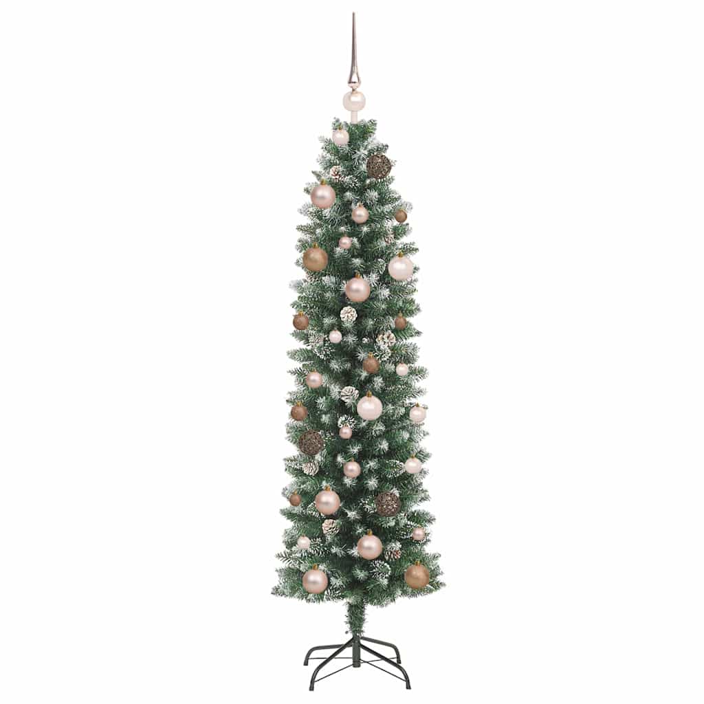 vidaXL Künstlicher schlanker Weihnachtsbaum Grün und Weiß 150 cm
