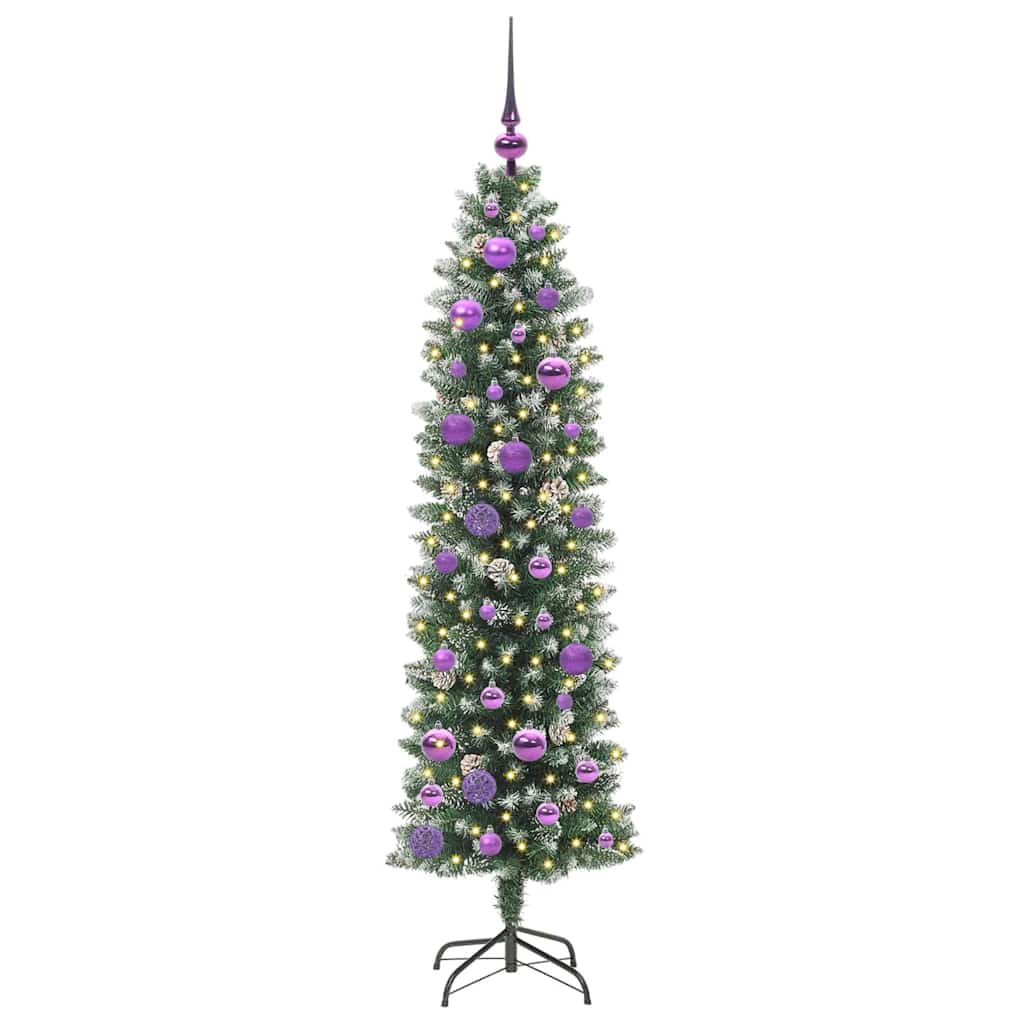 Künstlicher schlanker Weihnachtsbaum Grün und Weiß 150 cm