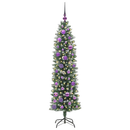 Künstlicher schlanker Weihnachtsbaum Grün und Weiß 150 cm