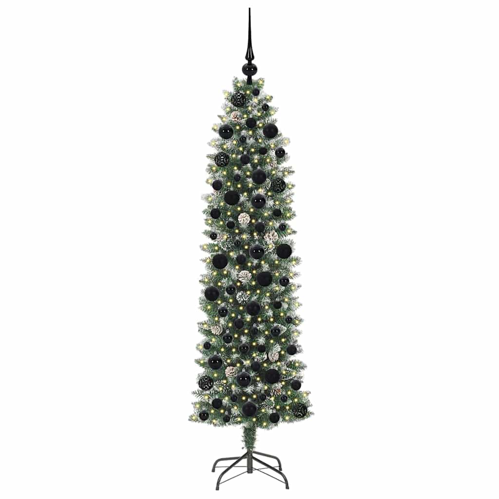 Künstlicher schlanker Weihnachtsbaum Grün und Weiß 180 cm