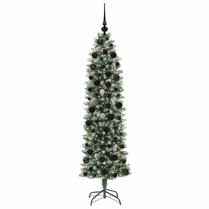 Künstlicher schlanker Weihnachtsbaum Grün und Weiß 180 cm