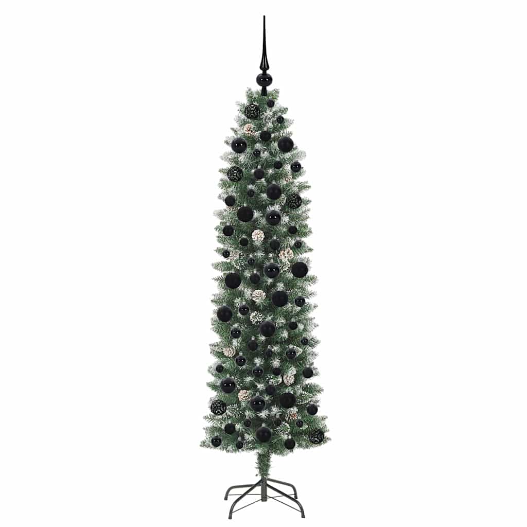 Künstlicher schlanker Weihnachtsbaum Grün und Weiß 180 cm