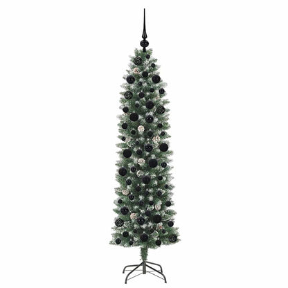Künstlicher schlanker Weihnachtsbaum Grün und Weiß 180 cm