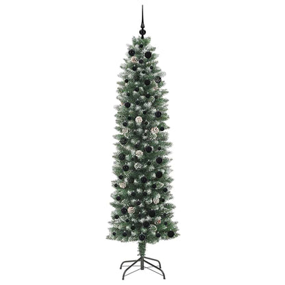 vidaXL Künstlicher schlanker Weihnachtsbaum Grün und Weiß 210 cm