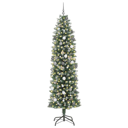 vidaXL Künstlicher schlanker Weihnachtsbaum Grün und Weiß 240 cm