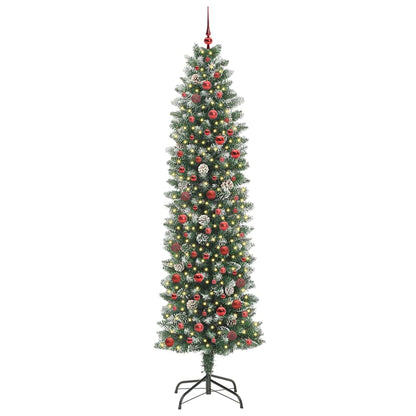 vidaXL Künstlicher schlanker Weihnachtsbaum Grün und Weiß 240 cm