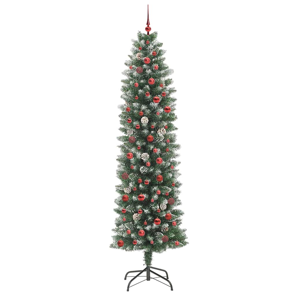 vidaXL Künstlicher schlanker Weihnachtsbaum Grün und Weiß 240 cm