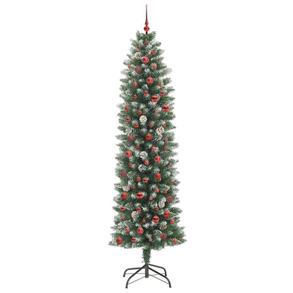 vidaXL Künstlicher schlanker Weihnachtsbaum Grün und Weiß 240 cm