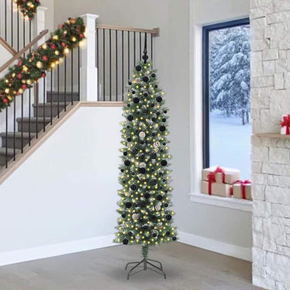 vidaXL Künstlicher schlanker Weihnachtsbaum Grün und Weiß 240 cm