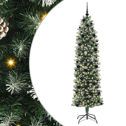 vidaXL Künstlicher schlanker Weihnachtsbaum Grün und Weiß 240 cm