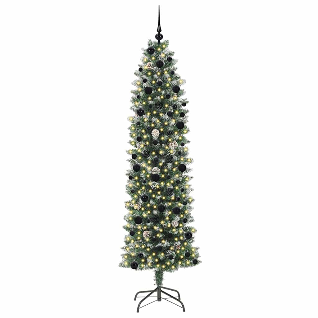 vidaXL Künstlicher schlanker Weihnachtsbaum Grün und Weiß 240 cm