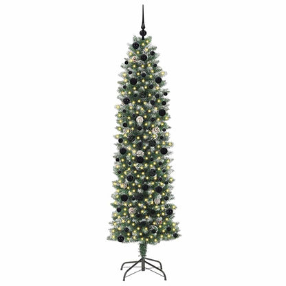 vidaXL Künstlicher schlanker Weihnachtsbaum Grün und Weiß 240 cm