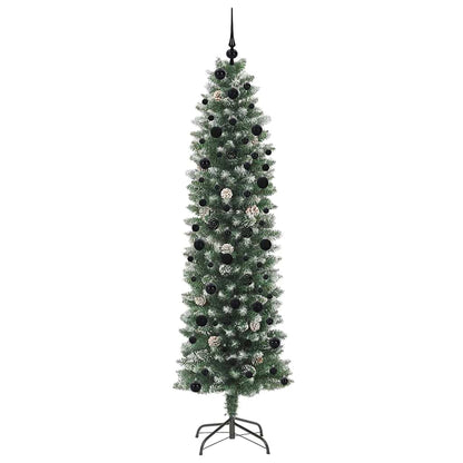 vidaXL Künstlicher schlanker Weihnachtsbaum Grün und Weiß 240 cm