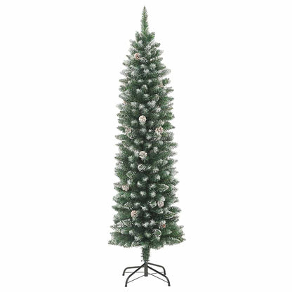 vidaXL Künstlicher schlanker Weihnachtsbaum Grün und Weiß 240 cm