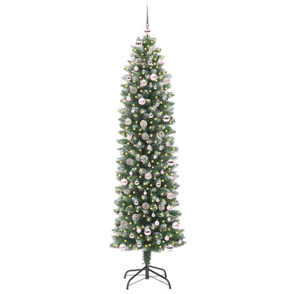 vidaXL Künstlicher schlanker Weihnachtsbaum Grün und Weiß 240 cm