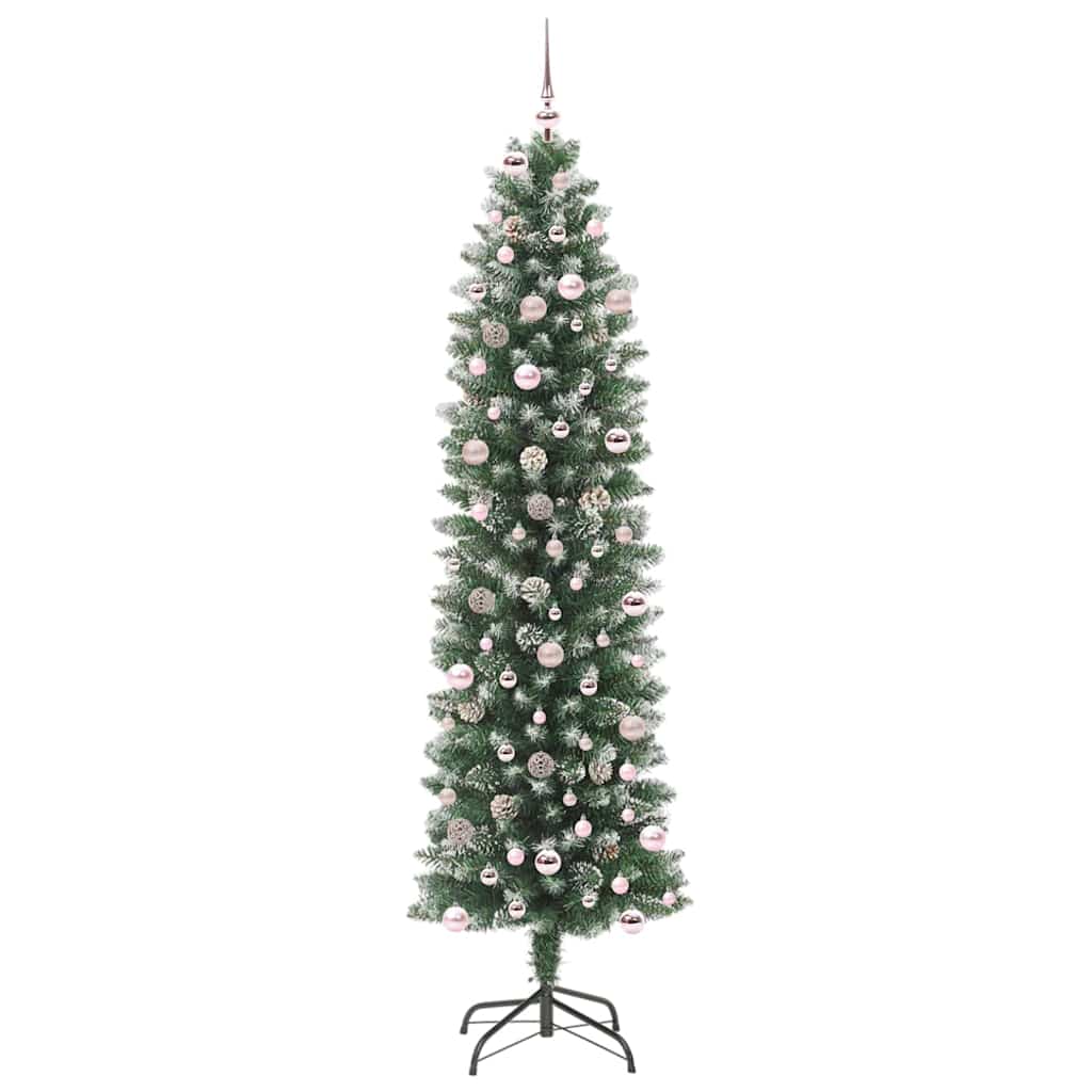 vidaXL Künstlicher schlanker Weihnachtsbaum Grün und Weiß 240 cm