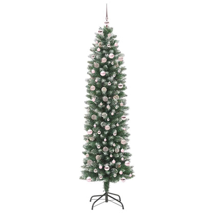 vidaXL Künstlicher schlanker Weihnachtsbaum Grün und Weiß 240 cm