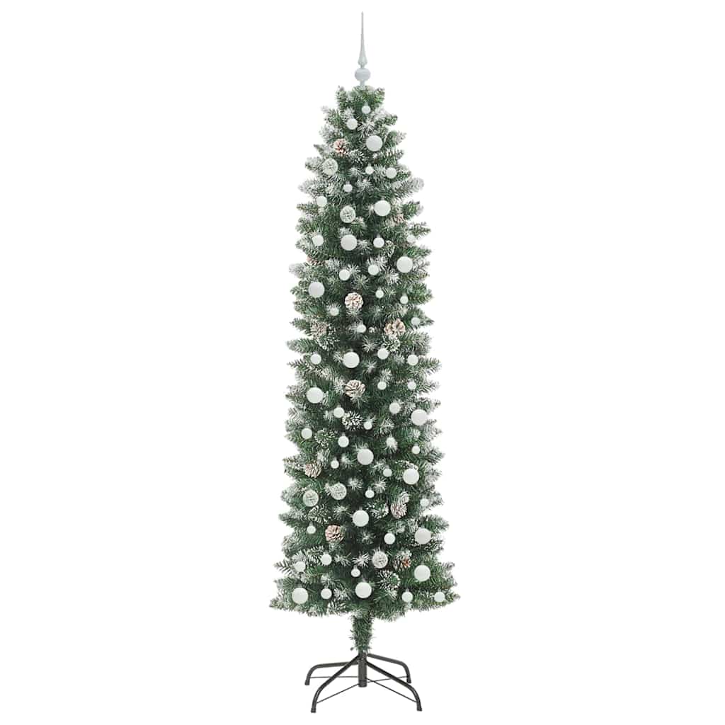 vidaXL Künstlicher schlanker Weihnachtsbaum Grün und Weiß 240 cm