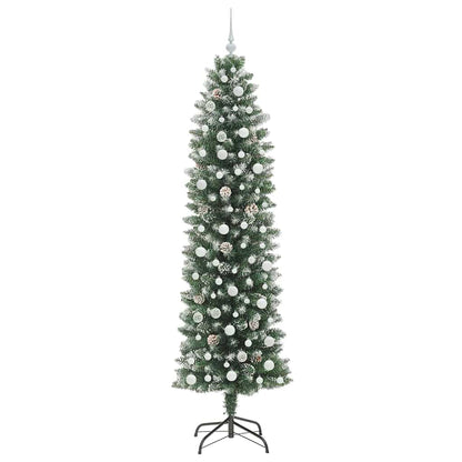 vidaXL Künstlicher schlanker Weihnachtsbaum Grün und Weiß 240 cm