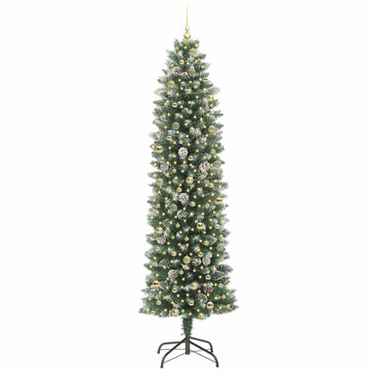 vidaXL Künstlicher schlanker Weihnachtsbaum Grün und Weiß 240 cm