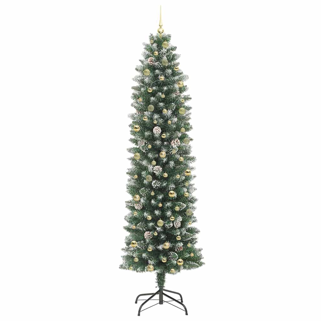 vidaXL Künstlicher schlanker Weihnachtsbaum Grün und Weiß 240 cm
