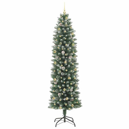 vidaXL Künstlicher schlanker Weihnachtsbaum Grün und Weiß 240 cm