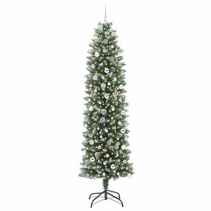 vidaXL Künstlicher schlanker Weihnachtsbaum Grün und Weiß 240 cm