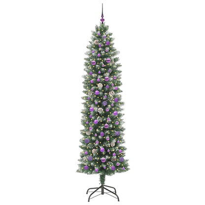 vidaXL Künstlicher schlanker Weihnachtsbaum Grün und Weiß 240 cm