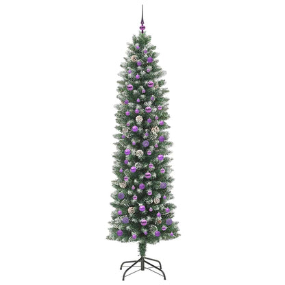 vidaXL Künstlicher schlanker Weihnachtsbaum Grün und Weiß 240 cm