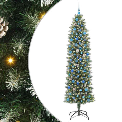 vidaXL Künstlicher schlanker Weihnachtsbaum Grün und Weiß 240 cm