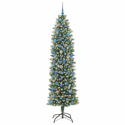 vidaXL Künstlicher schlanker Weihnachtsbaum Grün und Weiß 240 cm