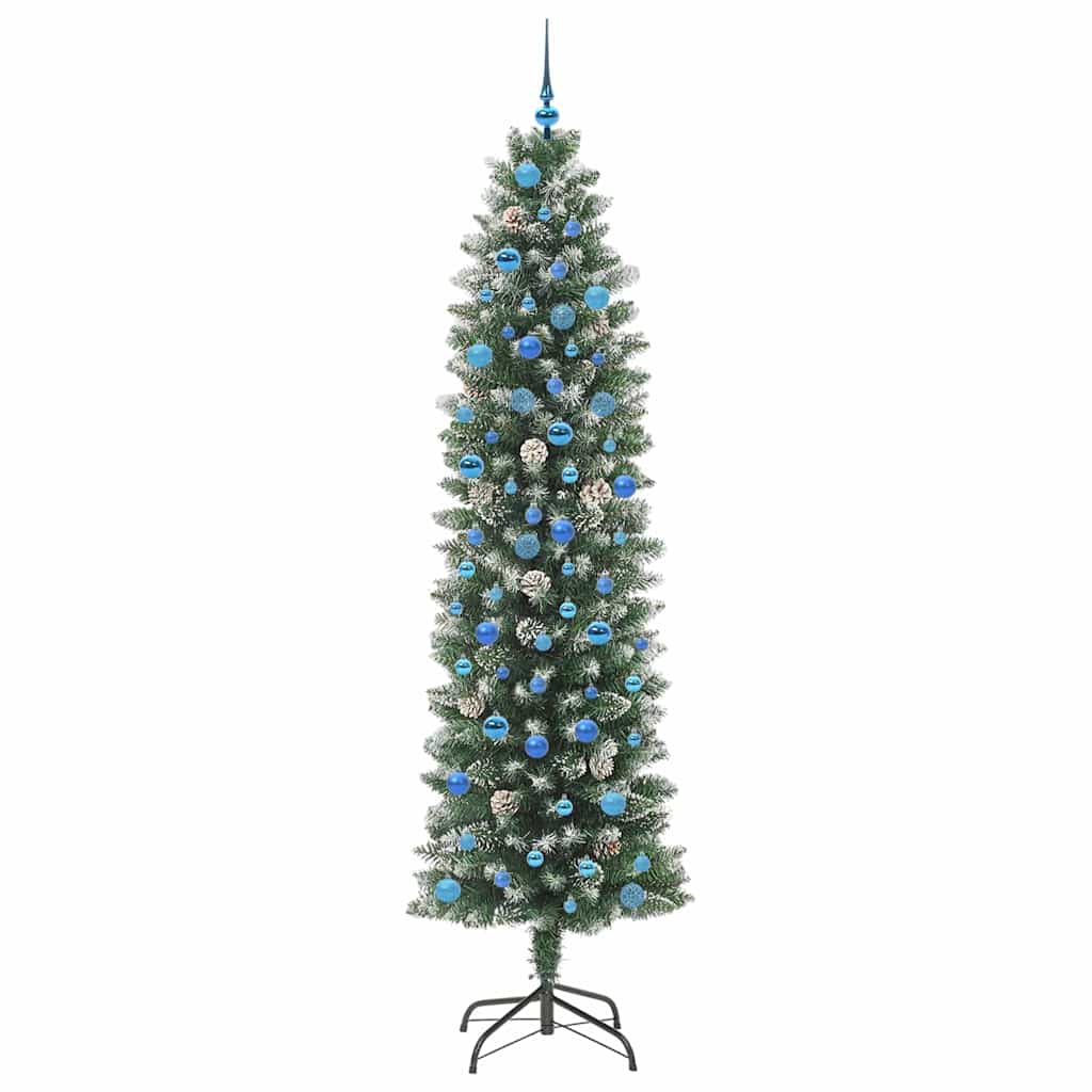vidaXL Künstlicher schlanker Weihnachtsbaum Grün und Weiß 240 cm