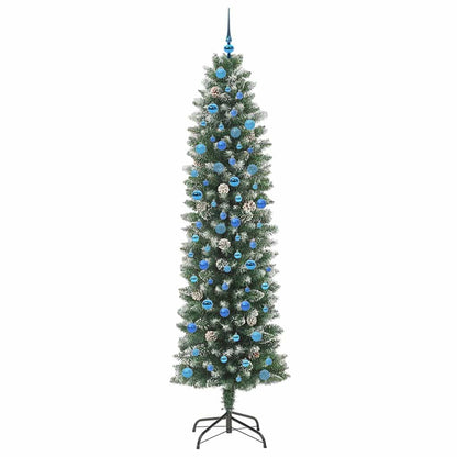 vidaXL Künstlicher schlanker Weihnachtsbaum Grün und Weiß 240 cm