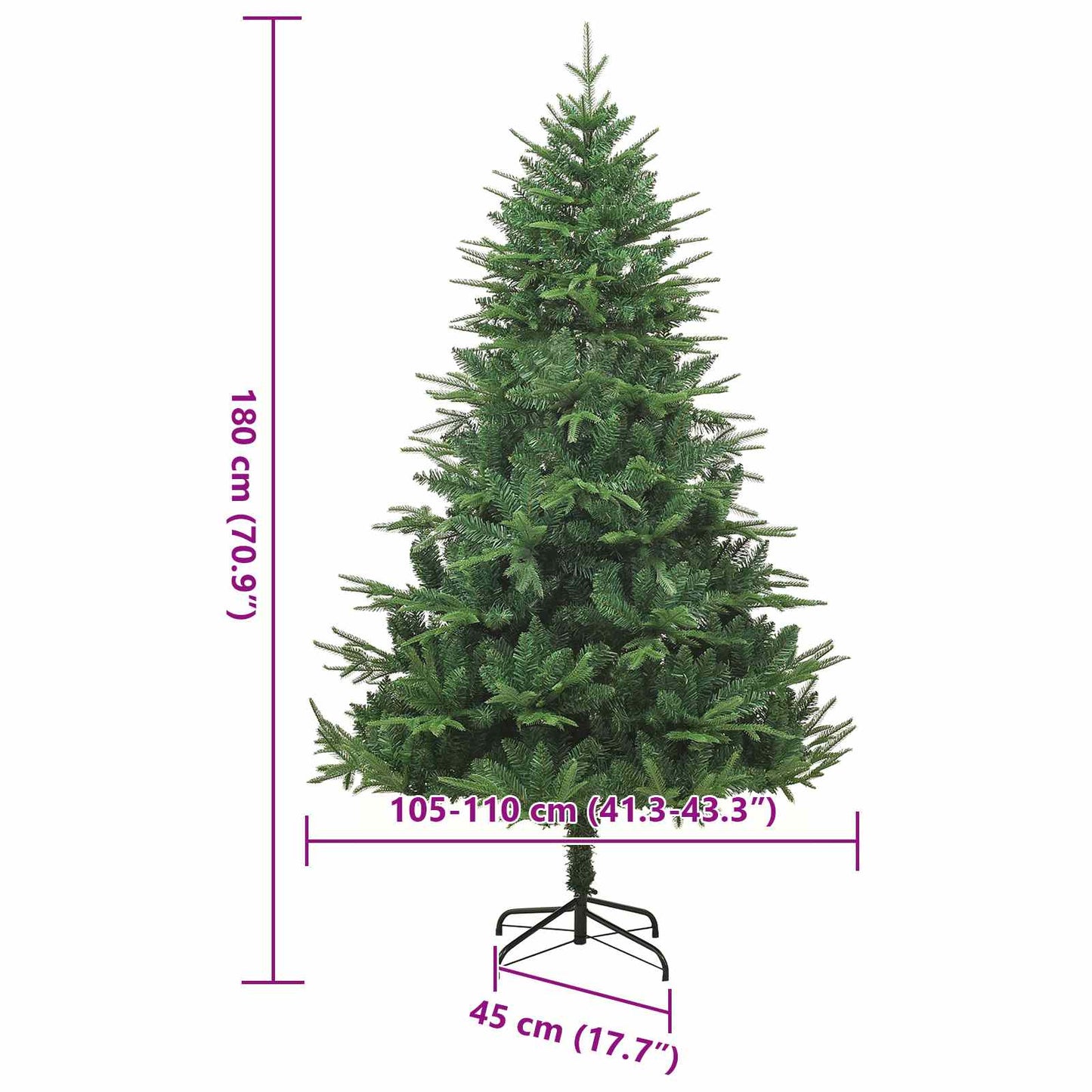 vidaXL Künstlicher vorbeleuchteter Weihnachtsbaum Grün 180 cm