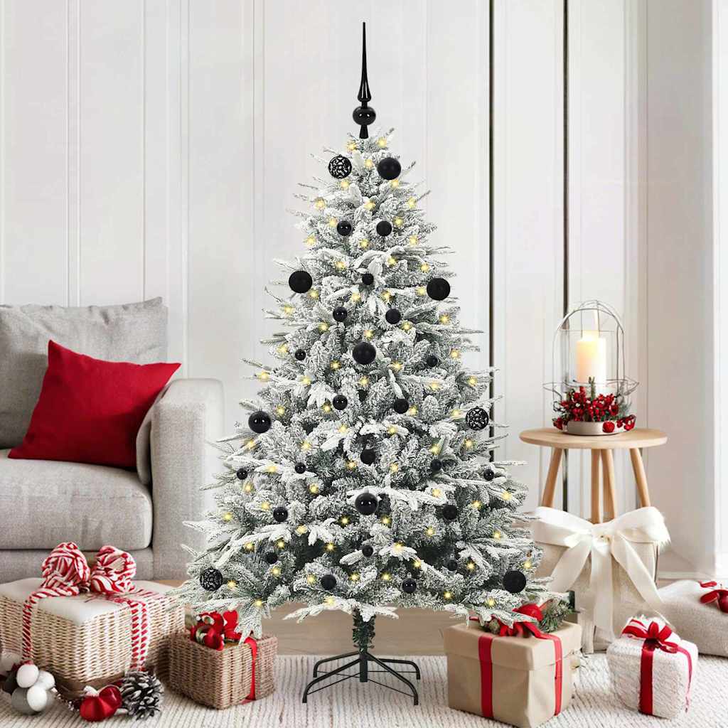 vidaXL Künstlicher vorbeleuchteter Weihnachtsbaum mit Kugelset Grün