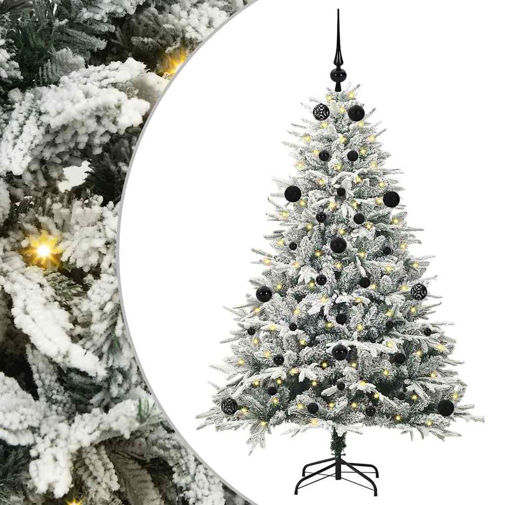 vidaXL Künstlicher vorbeleuchteter Weihnachtsbaum mit Kugelset Grün