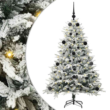 vidaXL Künstlicher vorbeleuchteter Weihnachtsbaum mit Kugelset Grün
