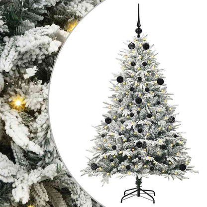 vidaXL Künstlicher vorbeleuchteter Weihnachtsbaum mit Kugelset Grün