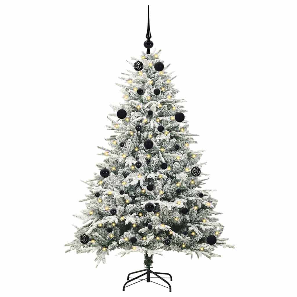 vidaXL Künstlicher vorbeleuchteter Weihnachtsbaum mit Kugelset Grün