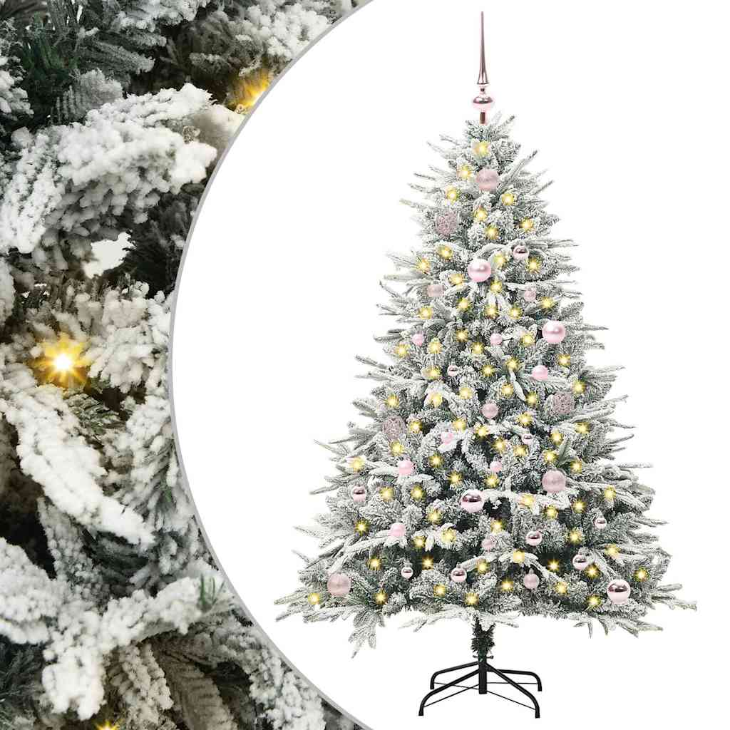 vidaXL Künstlicher vorbeleuchteter Weihnachtsbaum mit Kugelset Grün