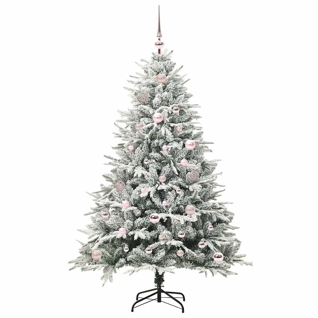 vidaXL Künstlicher vorbeleuchteter Weihnachtsbaum mit Kugelset Grün