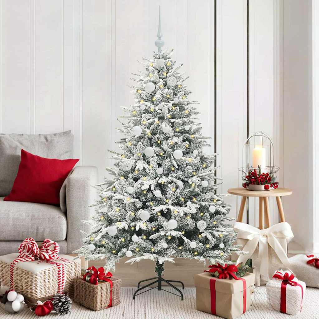 vidaXL Künstlicher vorbeleuchteter Weihnachtsbaum mit Kugelset Grün