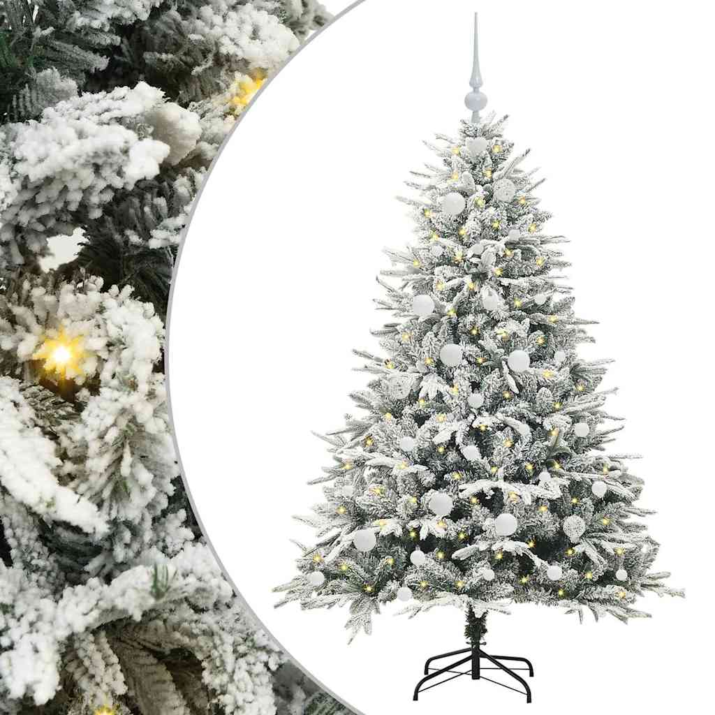 vidaXL Künstlicher vorbeleuchteter Weihnachtsbaum mit Kugelset Grün