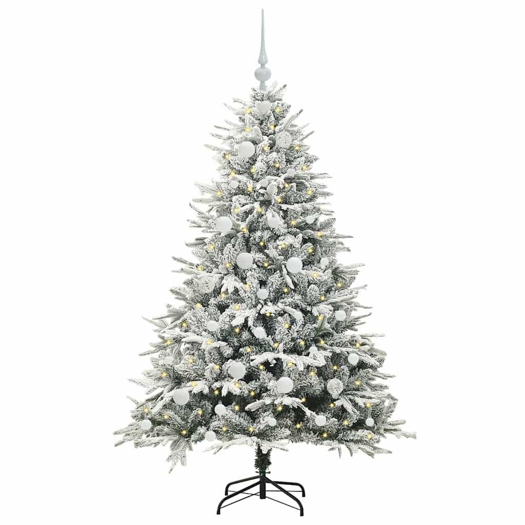 vidaXL Künstlicher vorbeleuchteter Weihnachtsbaum mit Kugelset Grün
