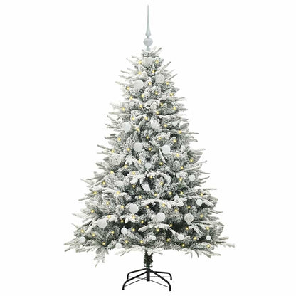 vidaXL Künstlicher vorbeleuchteter Weihnachtsbaum mit Kugelset Grün