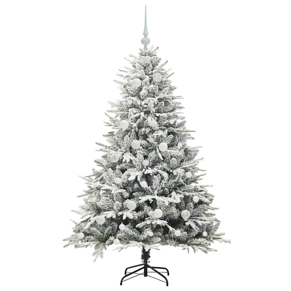 vidaXL Künstlicher vorbeleuchteter Weihnachtsbaum mit Kugelset Grün