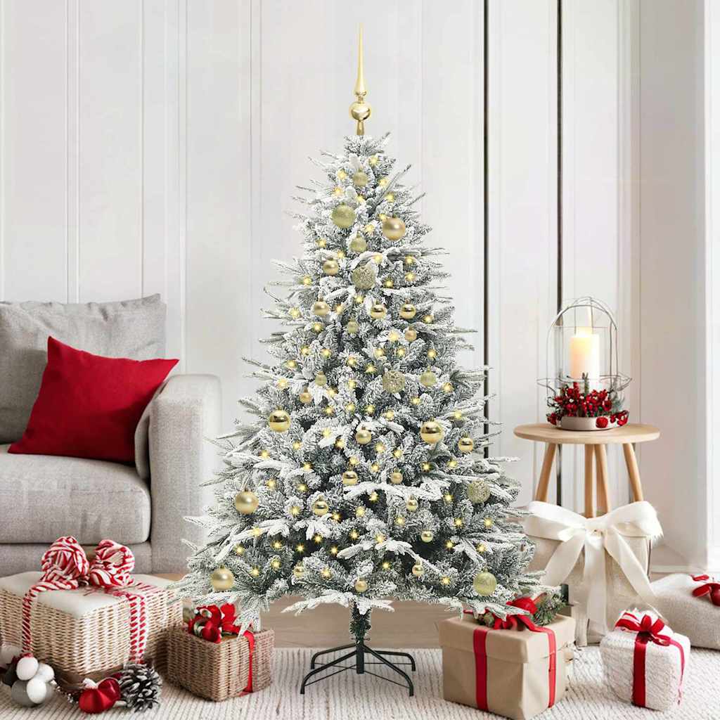 vidaXL Künstlicher vorbeleuchteter Weihnachtsbaum mit Kugelset Grün