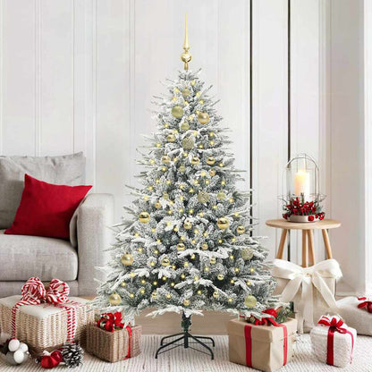 vidaXL Künstlicher vorbeleuchteter Weihnachtsbaum mit Kugelset Grün