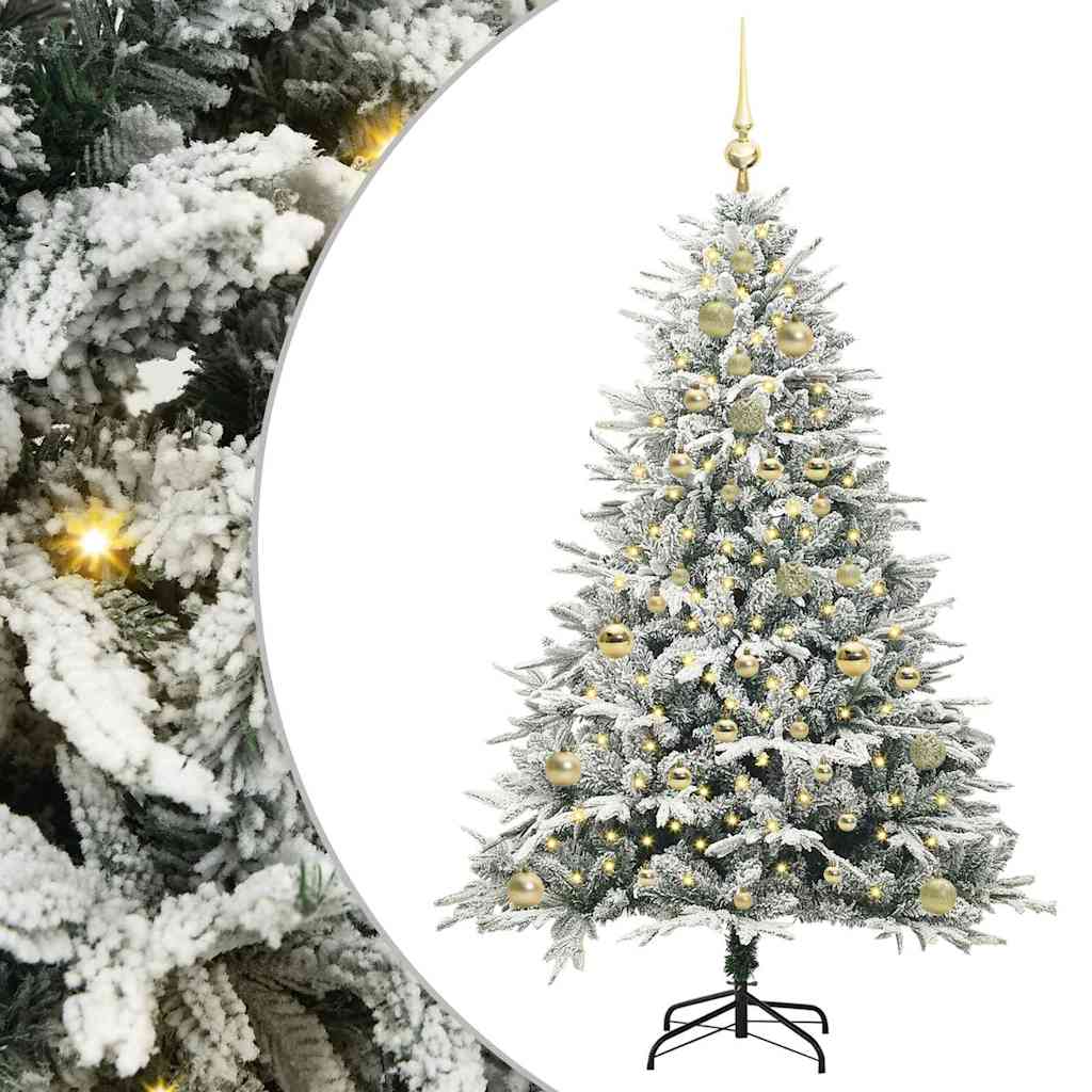 vidaXL Künstlicher vorbeleuchteter Weihnachtsbaum mit Kugelset Grün