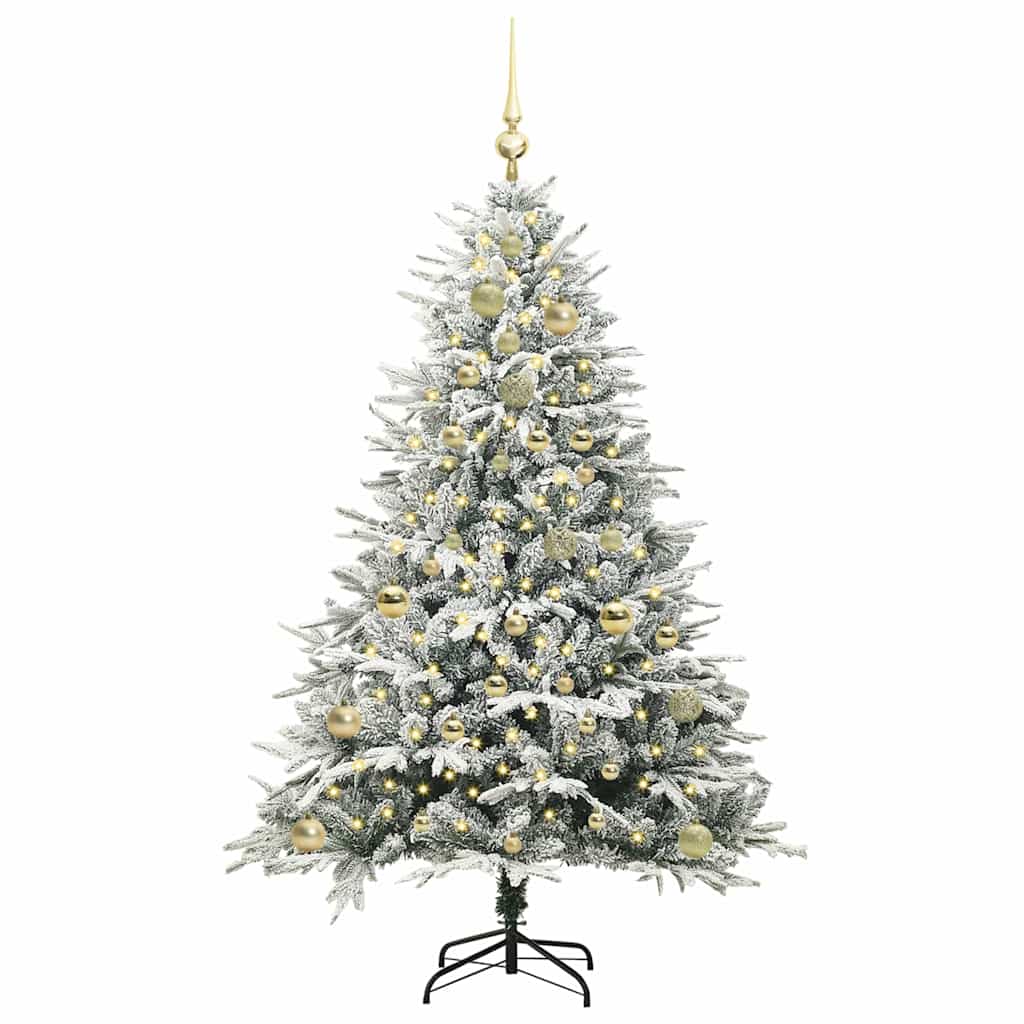 vidaXL Künstlicher vorbeleuchteter Weihnachtsbaum mit Kugelset Grün